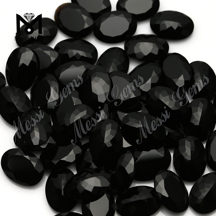 материал натуральных драгоценных камней овальный граненый черный оникс из Китая