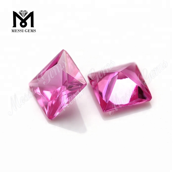 # 2 синтетических розовых корундовых камня рубиновой огранки «принцесса» для ювелирной закрепки