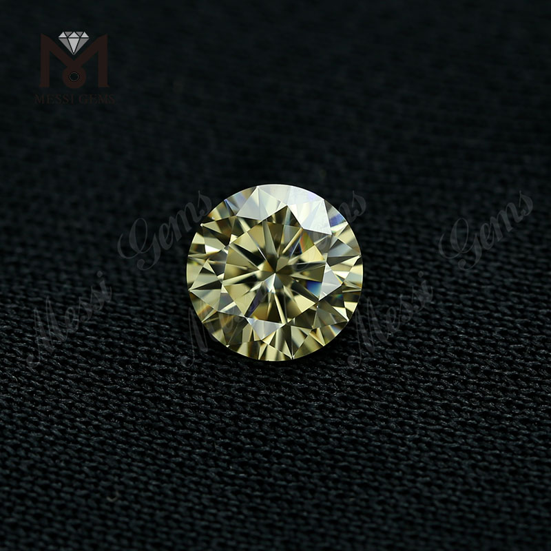 Заводская цена Свободный драгоценный камень 1 карат бриллиантовой огранки Желтый муассанитовый бриллиант