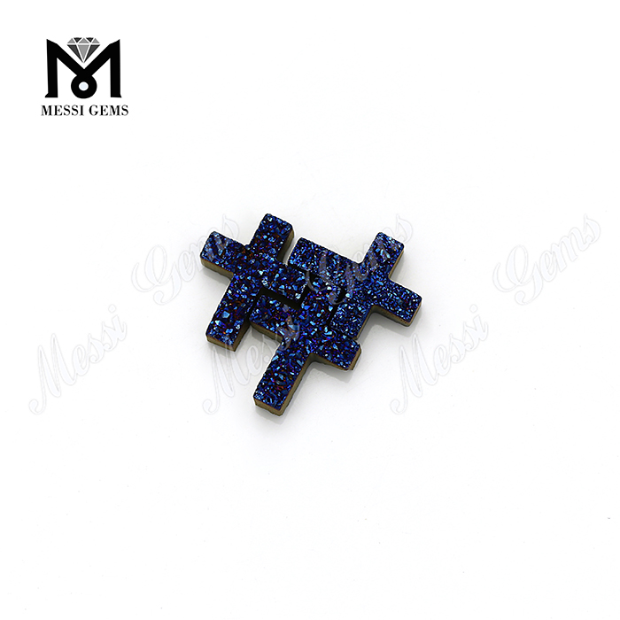 оптовый крестообразный натуральный синий агат друзовый камень из Китая