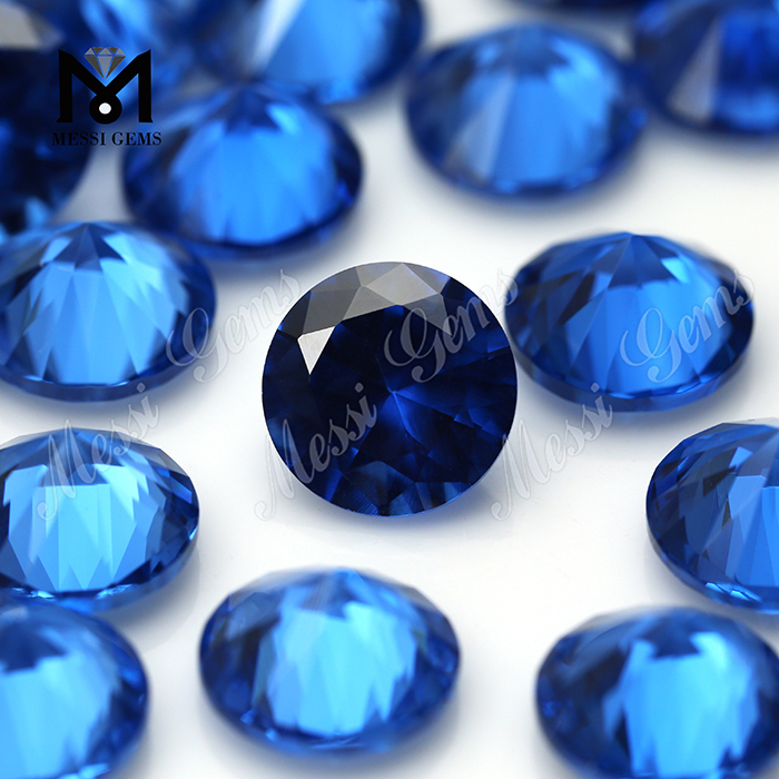 Оптовая круглая форма 119 # синтетический 10 мм голубой шпинель драгоценный камень