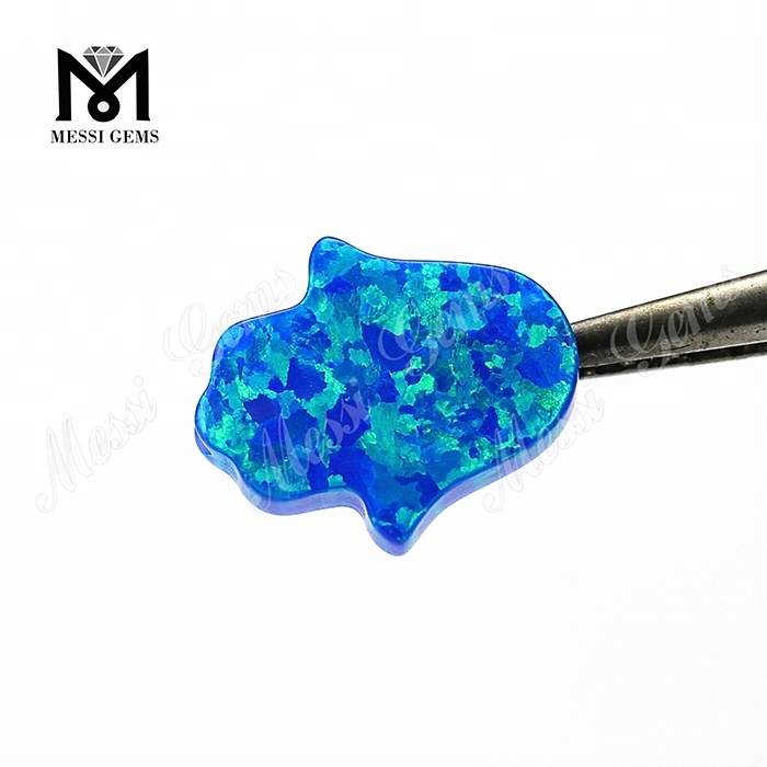 Синий 11 x 13 x 2,5 мм Созданный в лаборатории синтетический опаловый камень Хамса