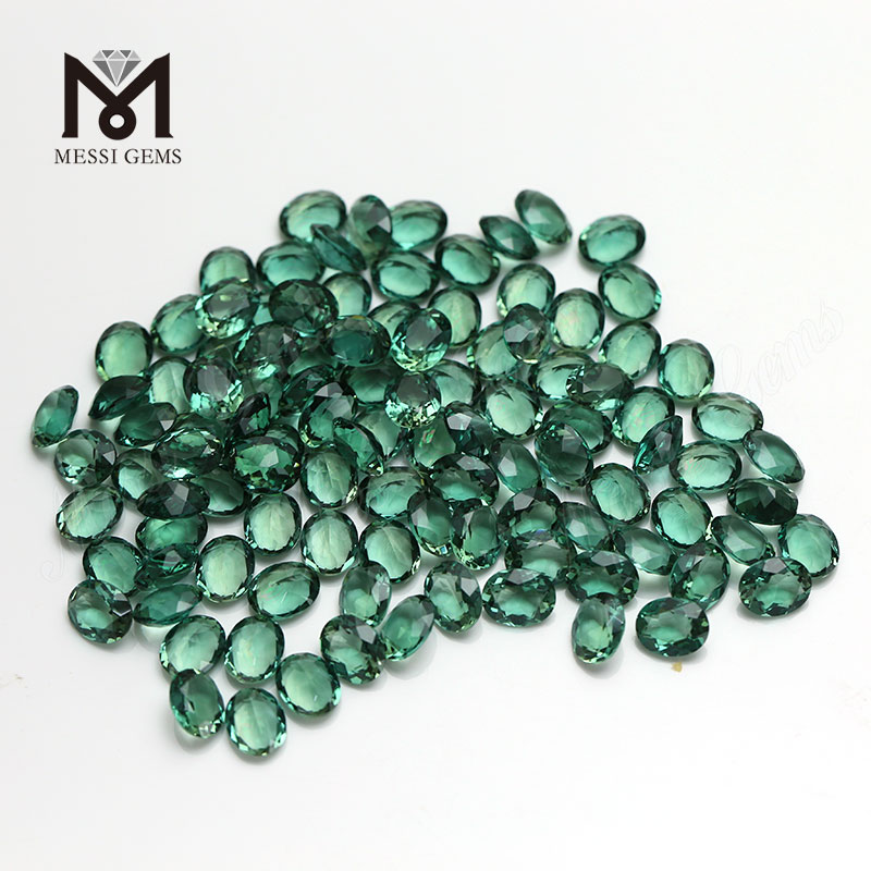 Заводская цена 8x10 мм овальной огранки драгоценный камень свободный синтетический зеленый кварц