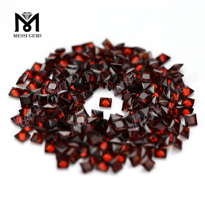 Гуанчжоу Чистый Качественный Квадрат 3x3 мм Гранат Камень Натуральный Красный Гранат Камень