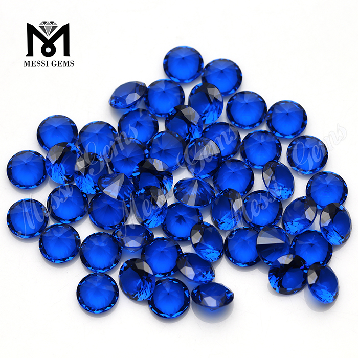 Круглый бриллиант огранки 10 мм синий нано камень синтетический нано драгоценный камень