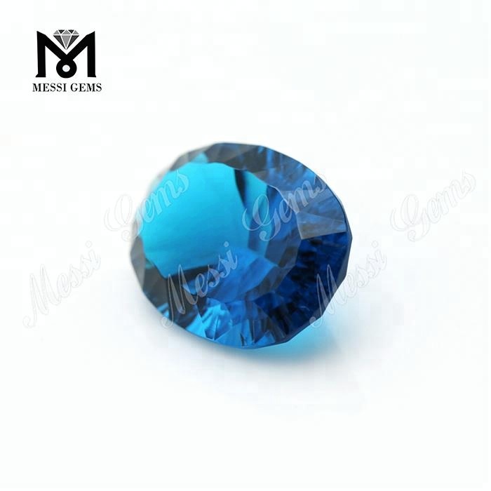 Оптовая продажа 15x20 синтетических драгоценных камней из синего стекла с вогнутой огранкой