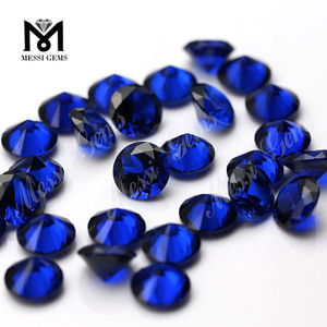 Оптовая машинная резка круглый 1,25 мм 112 # синтетический голубой шпинель драгоценный камень