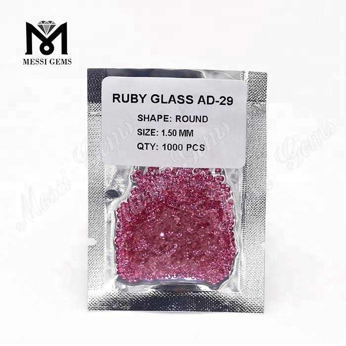 Дешевая цена на заводе круглый 1,5 мм рубиновый цвет стекла камень