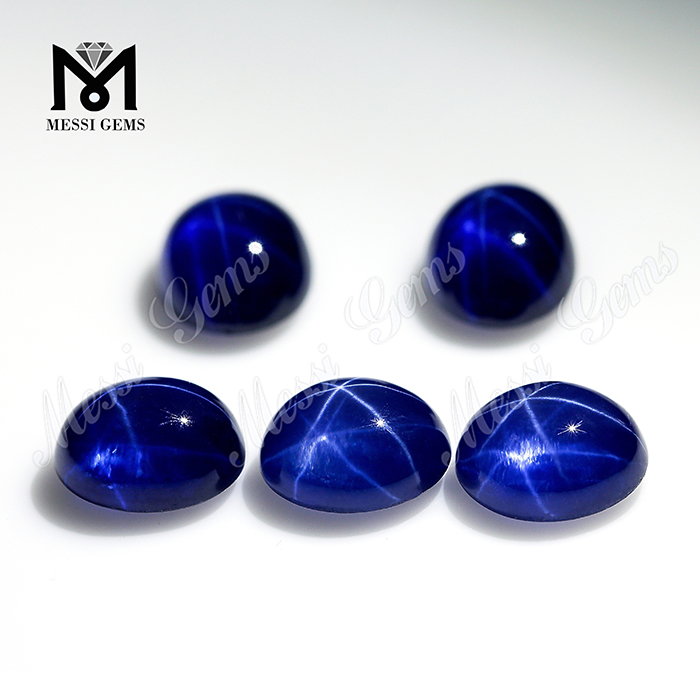 Учжоу оптовая цена синтетический голубой звездчатый сапфир овальный камень