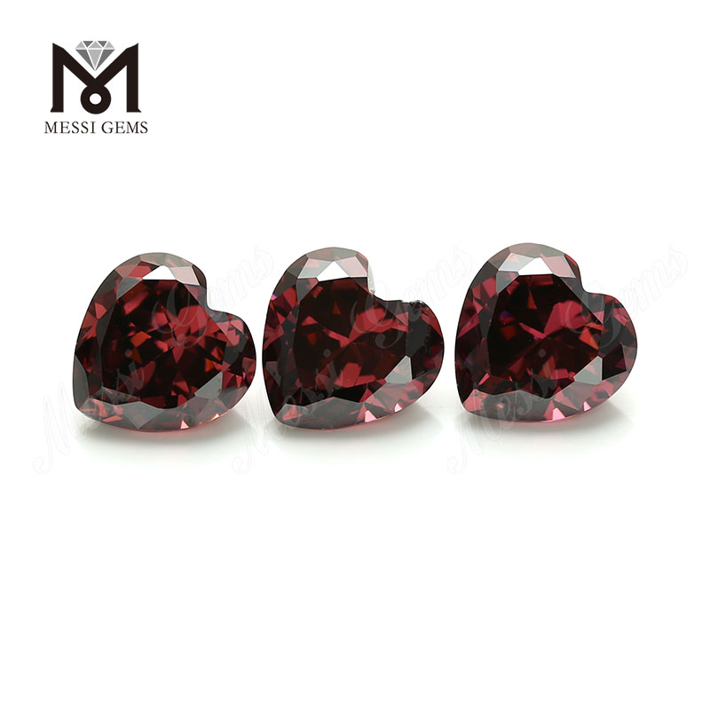 Фабрика Учжоу, высококачественные свободные драгоценные камни, 6 мм, кубический цирконий, сердце, родолит