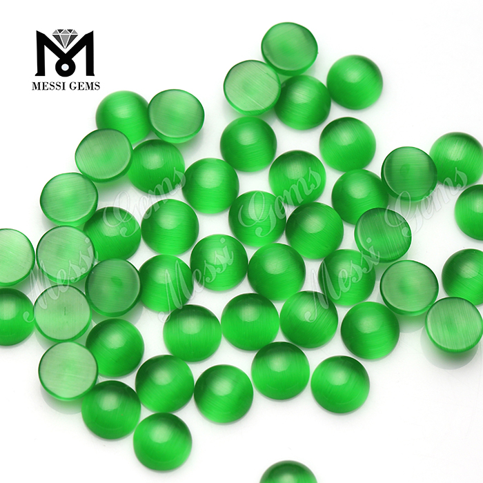 Круглый кабошон 10 мм цвет воды зеленый кошачий глаз стеклянный камень