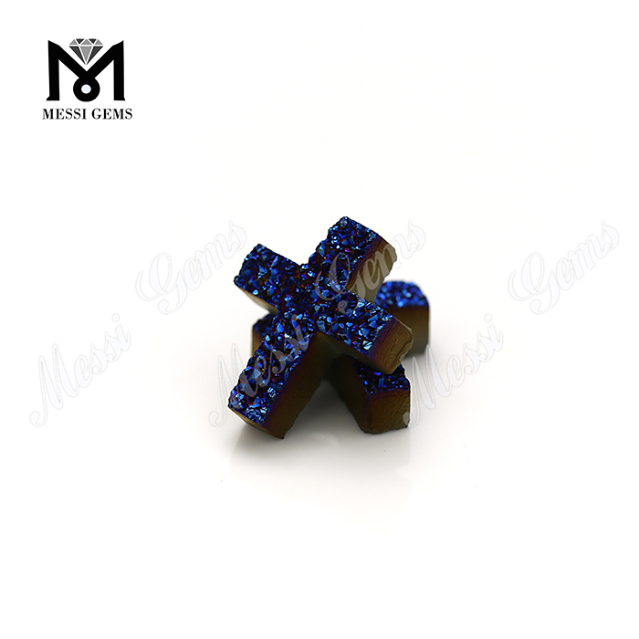 оптовый крестообразный натуральный синий агат друзовый камень из Китая