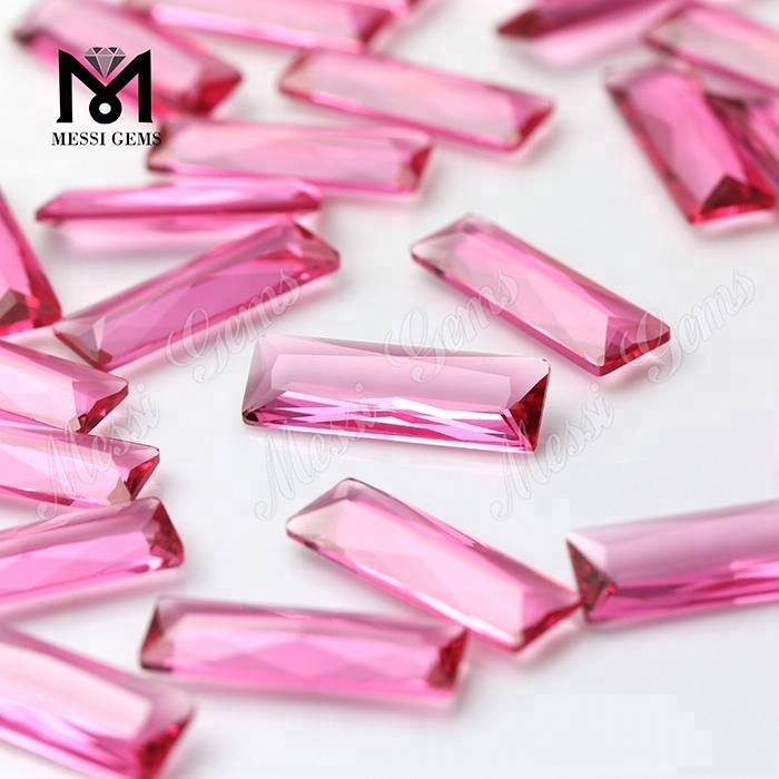 wholesale 8x24 мм розовый сапфировый багетный стеклянный камень