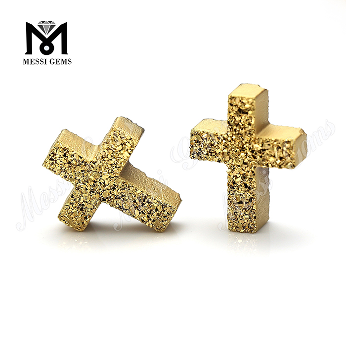 Цена по прейскуранту завода-изготовителя 24K Gold Cross Shape Natural Druzy Stone