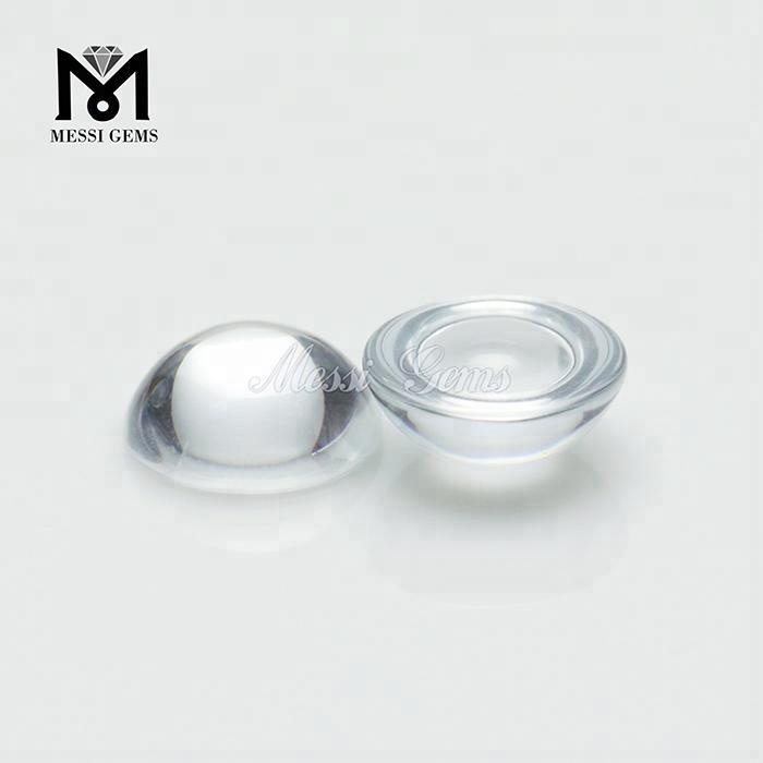 Свободный драгоценный камень круглый кабошон 9 мм прозрачный белый стеклянный камень
