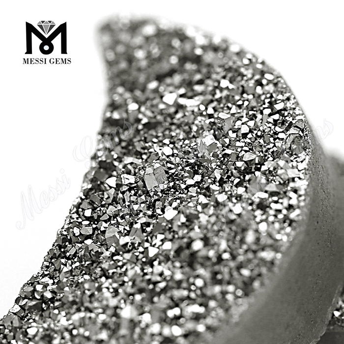 Оптовый серебряный цвет натуральный камень агата Druzy для изготовления ювелирных изделий