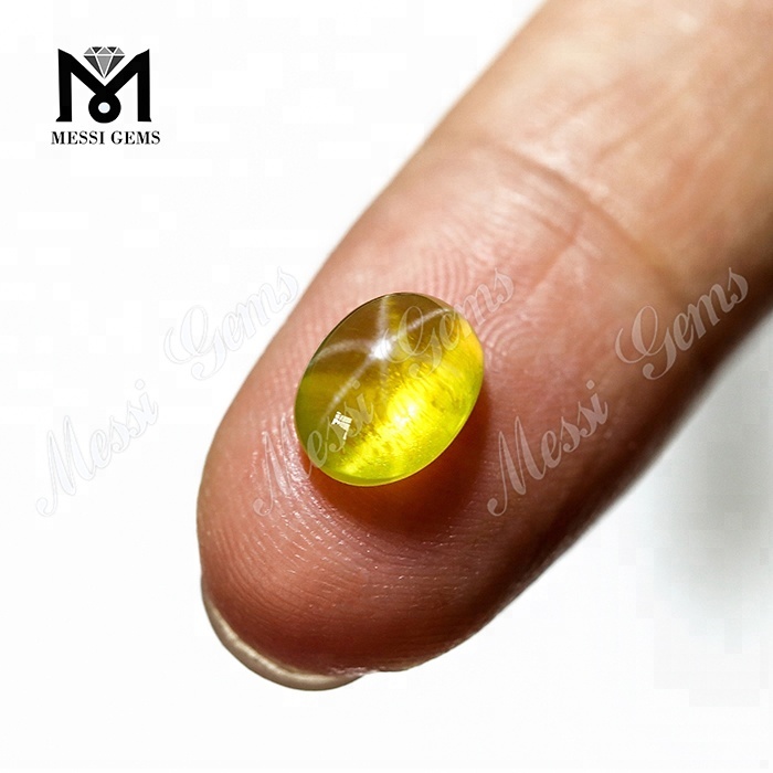 Оптовый кабошон овальный синтетический желтый звездчатый сапфировый камень