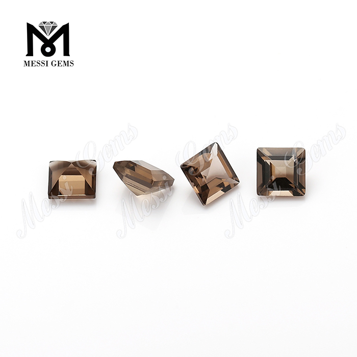 wholesale натуральный рыхлый квадратный драгоценный камень 6 * 6 мм дымчатый кварц