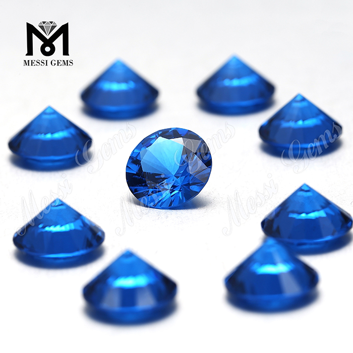Круглый бриллиант огранки 10 мм синий нано камень синтетический нано драгоценный камень