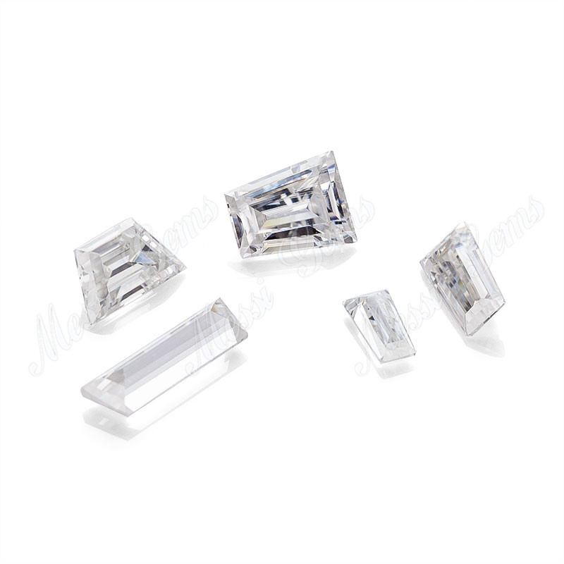 Оптовая цена свободные синтетические трапециевидной огранки VVS белый муассанит алмаз