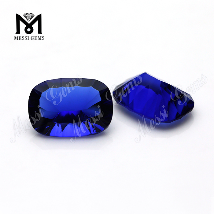 Synthetic Russ 13x18MM Синее сапфировое вогнутое граненое стекло