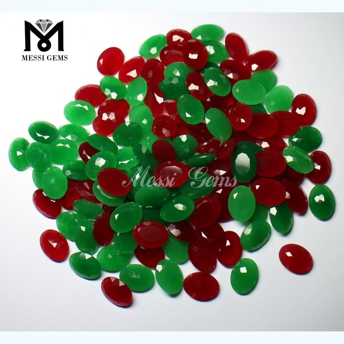 wholesale овальный зеленый красный нефритовый камень