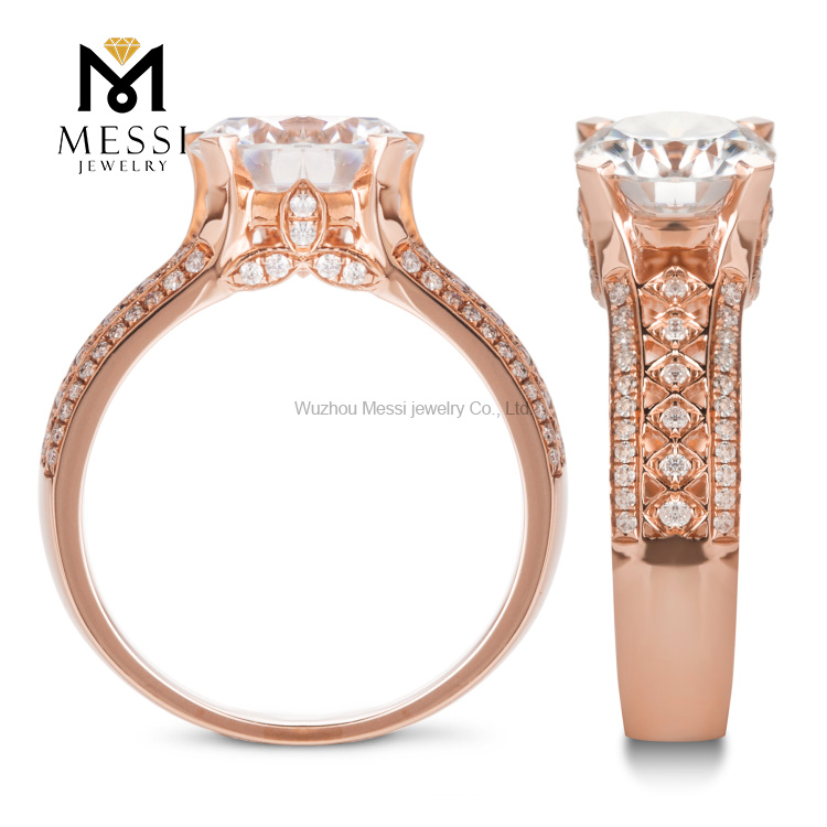 1,5-каратное розовое золото обручальное золотое кольцо с муассанитом для женщин
