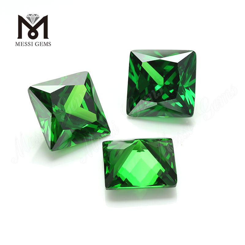 Высококачественный цветной циркон квадратной формы зеленый CZ свободные камни по низкой цене