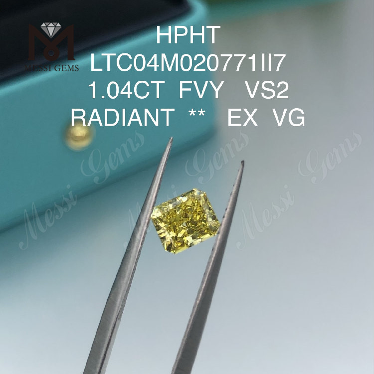 Желтые лабораторные бриллианты огранки «радиант» 1,04 карата VS2 