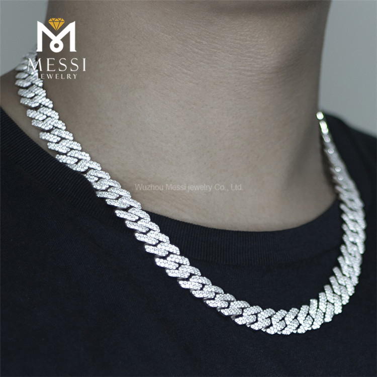 22-дюймовое мужское хип-хоп индивидуальное ожерелье CZ Silver Cuban Link Chain Chain