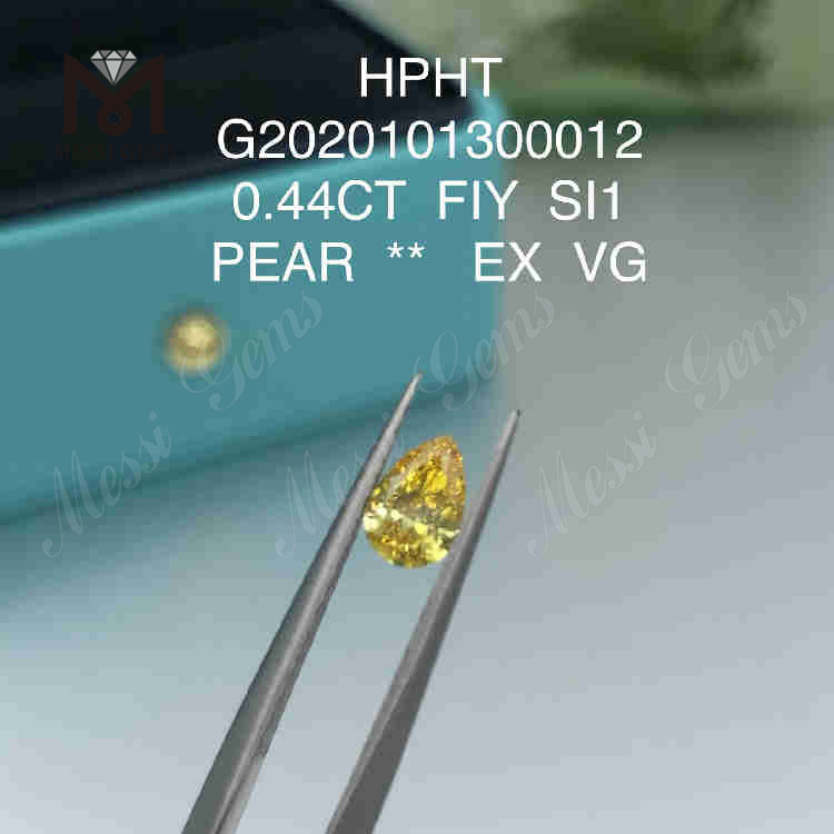 0,44 карата FVY SI1 EX Синтетический желтый бриллиант грушевидной огранки