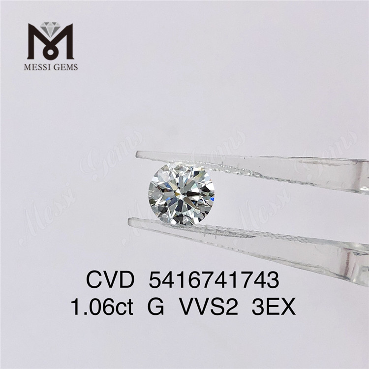 Лабораторный бриллиант VVS 1,06 карата, цвет G, цвет CVD, бриллиант 3EX, драгоценный камень на складе