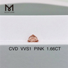 1,66 карат синтетический розовый лабораторный бриллиант SQ cvd выращенные в лаборатории бриллианты оптовая цена