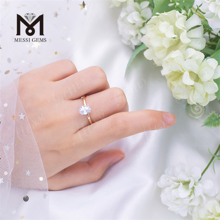 Женское кольцо с бриллиантом-пасьянсом овальной формы 1CT D VVS Lab Diamond Solitaire