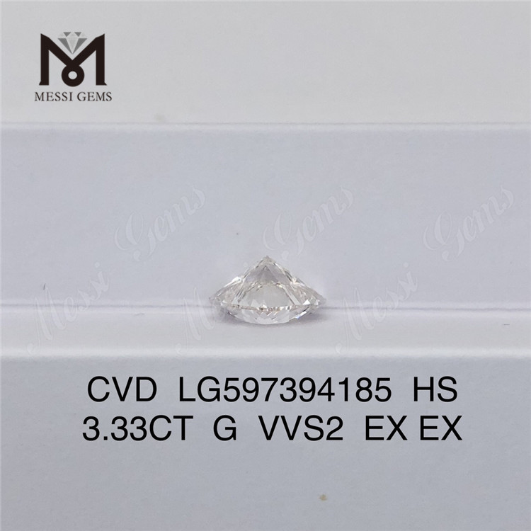 3,33 карата G VVS2 EX EX HS бриллиант 3 карата, выращенный в лаборатории CVD LG597394185丨Messigems 