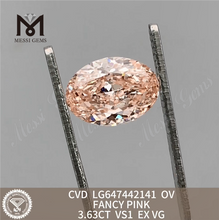 Розовый выращенный бриллиант OV FANCY PINK VS1 EX VG CVD 3,63 карата LG647442141