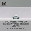 Овальный фантазийный зеленый бриллиант 3 карата OV FANCY INTENSE СЕРО-ЗЕЛЕНЫЙ CVD LG586346998 