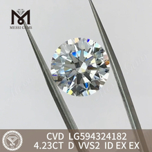 Круглый бриллиант 4,23 карата D VVS2 ID EX EX, выращенный в лаборатории методом CVD, доступный по цене LG594324182丨Messigems