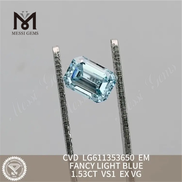 1,53-каратный EM FANCY СВЕТЛО-ГОЛУБОЙ VS1 выращенный CVD бриллиант LG611353650 