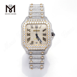 Мужские часы с муассанитом VVS по индивидуальному заказу, тестер с бриллиантами, серебро, позолота, ювелирные украшения со льдом