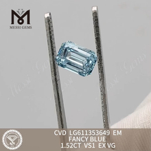 Бриллианты 1,52 карата VS1 EM FANCY BLUE, выращенные методом CVD, стандарт качества LG611353649 