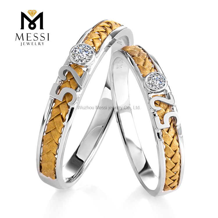 Изготовленные на заказ настоящие ювелирные изделия с бриллиантами 18-каратного золота обручальные кольца для влюбленных