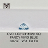 Стоимость лабораторного бриллианта VS1 SQ FANCY VIVID BLUE 3,07 карата, сертифицированный IGI устойчивый блеск 丨Messigems CVD LG617411229 