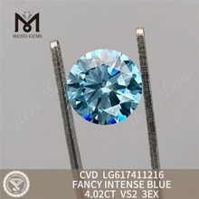 Синтетические бриллианты круглой огранки VS2 FANCY INTENSE BLUE 4,02 карата онлайн 丨Messigems CVD LG617411216 