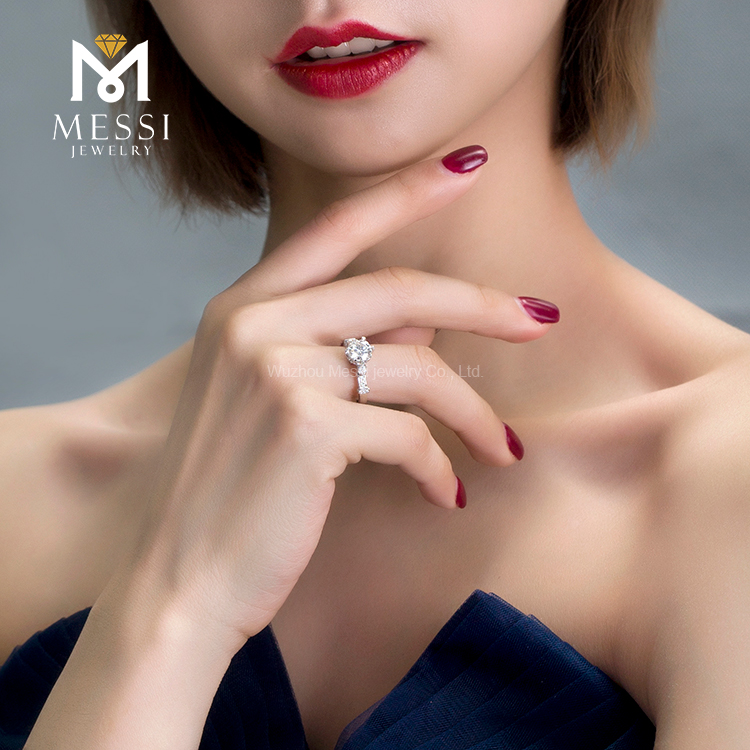 Vvs белое кольцо с муассанитом 1 карат обручальное кольцо с муассанитом для женщин