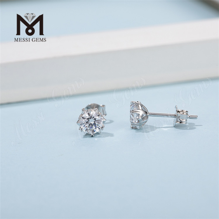 Messi Gems Простой дизайн серьги-гвоздика 1 карат Муассанит Ювелирные изделия с бриллиантами