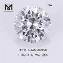 1,182 карата RD D 3EX выращенный в лаборатории алмаз HPHT VS2 искусственный бриллиант