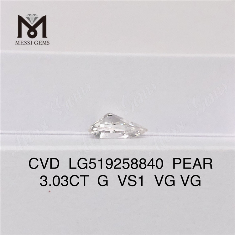 3.03CT G VS1 VG VG Выращенный в лаборатории бриллиант CVD Pear Lab Diamond 