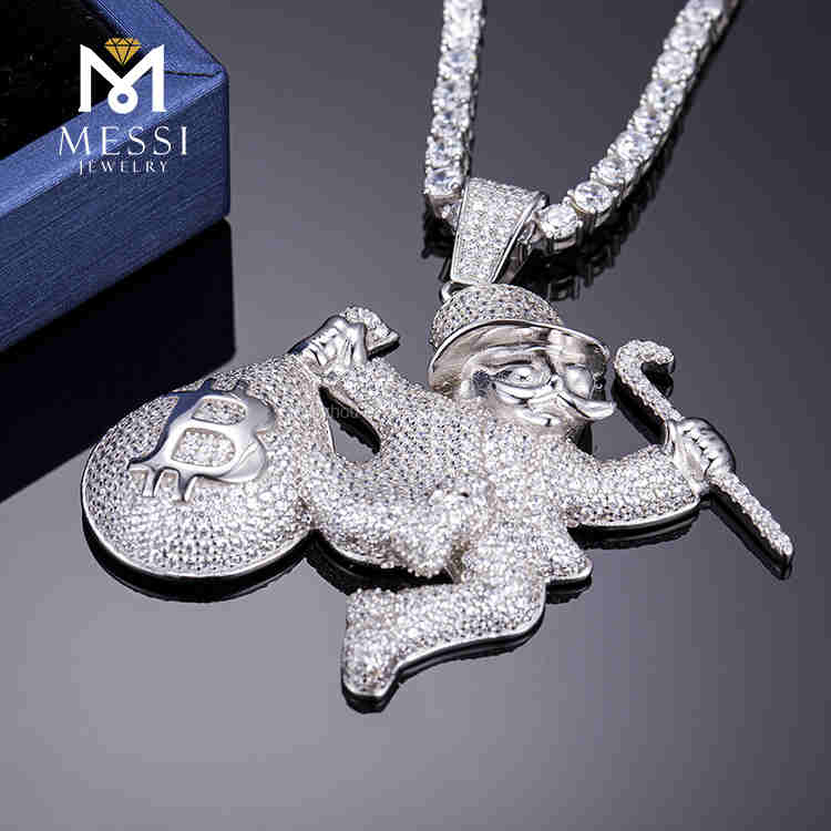 Хип-хоп мужская мода ожерелье муассанит бриллиантовый кулон со льдом