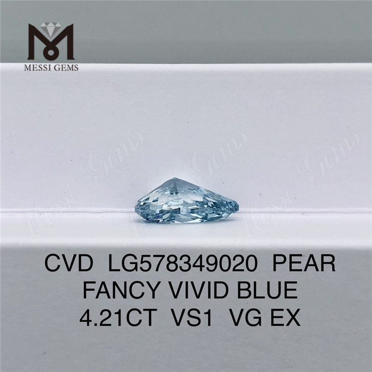 4.21CT VS1 VG EX PEAR FANCY VIVID BLUE дешевые лабораторные бриллианты CVD LG578349020